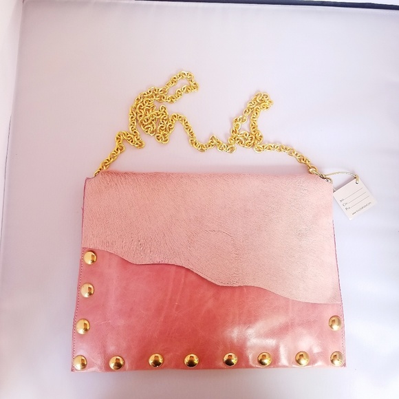 Handbags - -Pink Cowhide and Leather Crossbody Bag